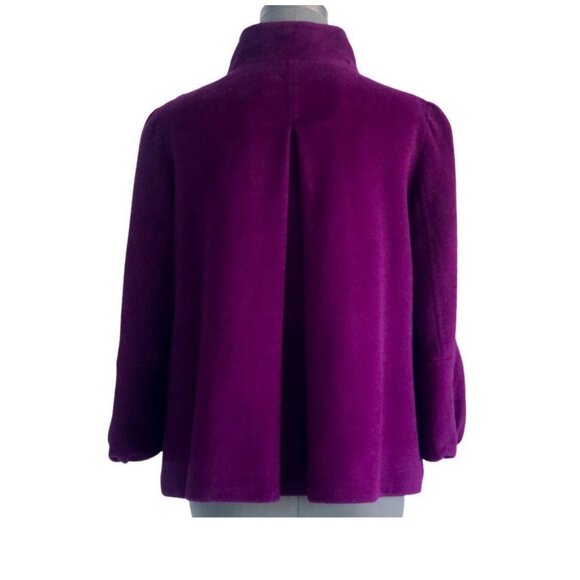 Carolina Herrera Wool Angora Purple Dress Jacket Coat Women’s Size L w/ Dust Bag - Picture 8 of 13